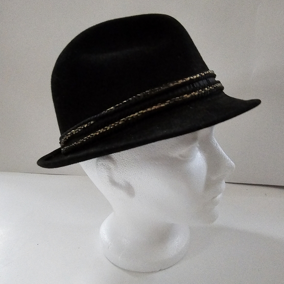 Vintage Mallory felt fedora black hat 1950s-1960s Retro style - Picture 4 of 15